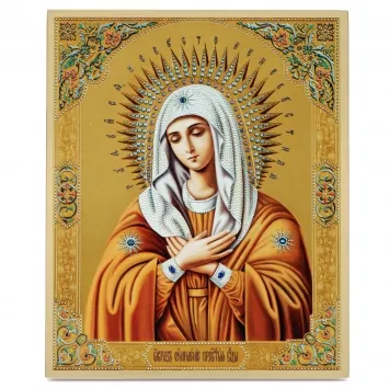Icon on board 18×24 gilded finish, 3D print, varnish Tenderness Mother of God 2