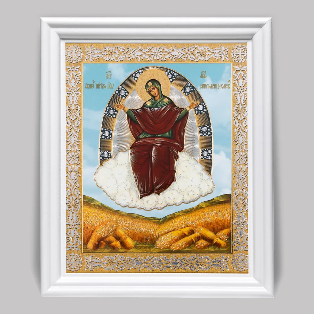 ხატი ხის ჩარჩოში №3 11×13 (თეთრი) ორმაგი ტვიფრი პურთა მომმატებელი