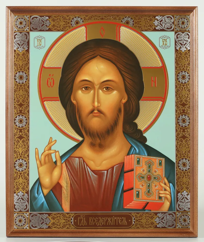 ხატი ხის ჩარჩოში №1 30×40 ორმაგი ტვიფრი, შეფუთვა მაცხოვარი 25