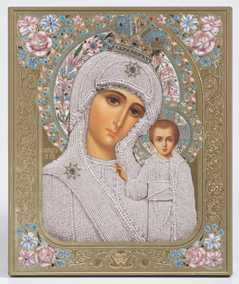 Икона на деревянном планшете 21х32 ДСП конгрев, упаковка Казанская БМ 27