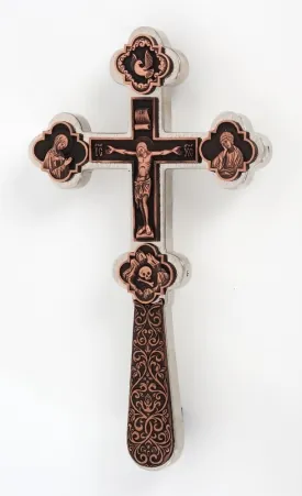 Cross for blessing water №2-4 electroformed patination nickel