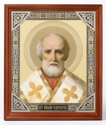 Icon in wooden frame №1 18×24 double embossing Nicholas the Wonderworker 31