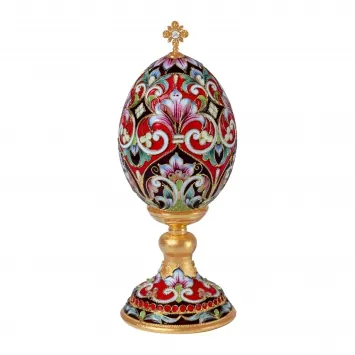 Easter egg filigree, enamel, painting on stand №2 / gilding