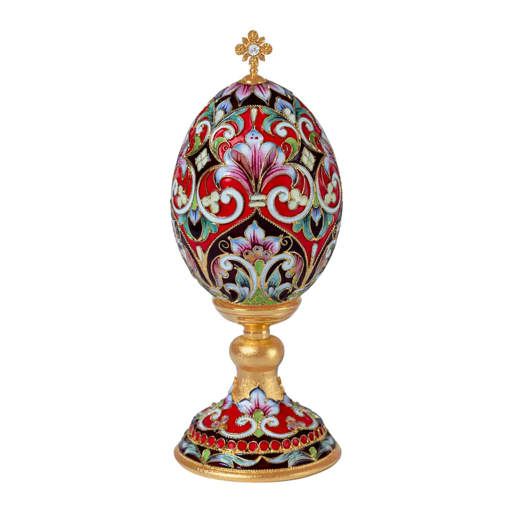 Easter egg filigree, enamel, painting on stand №2 / gilding