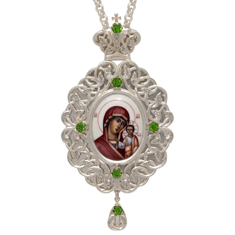 Panagia №115 / silver plating / Kazan Mother of God