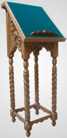 Lectern with twisted legs and carved with inserts