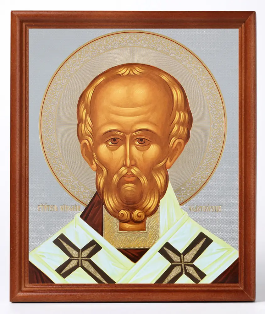 Icon in wooden frame №1 18×24 double embossing Nicholas the Wonderworker 9