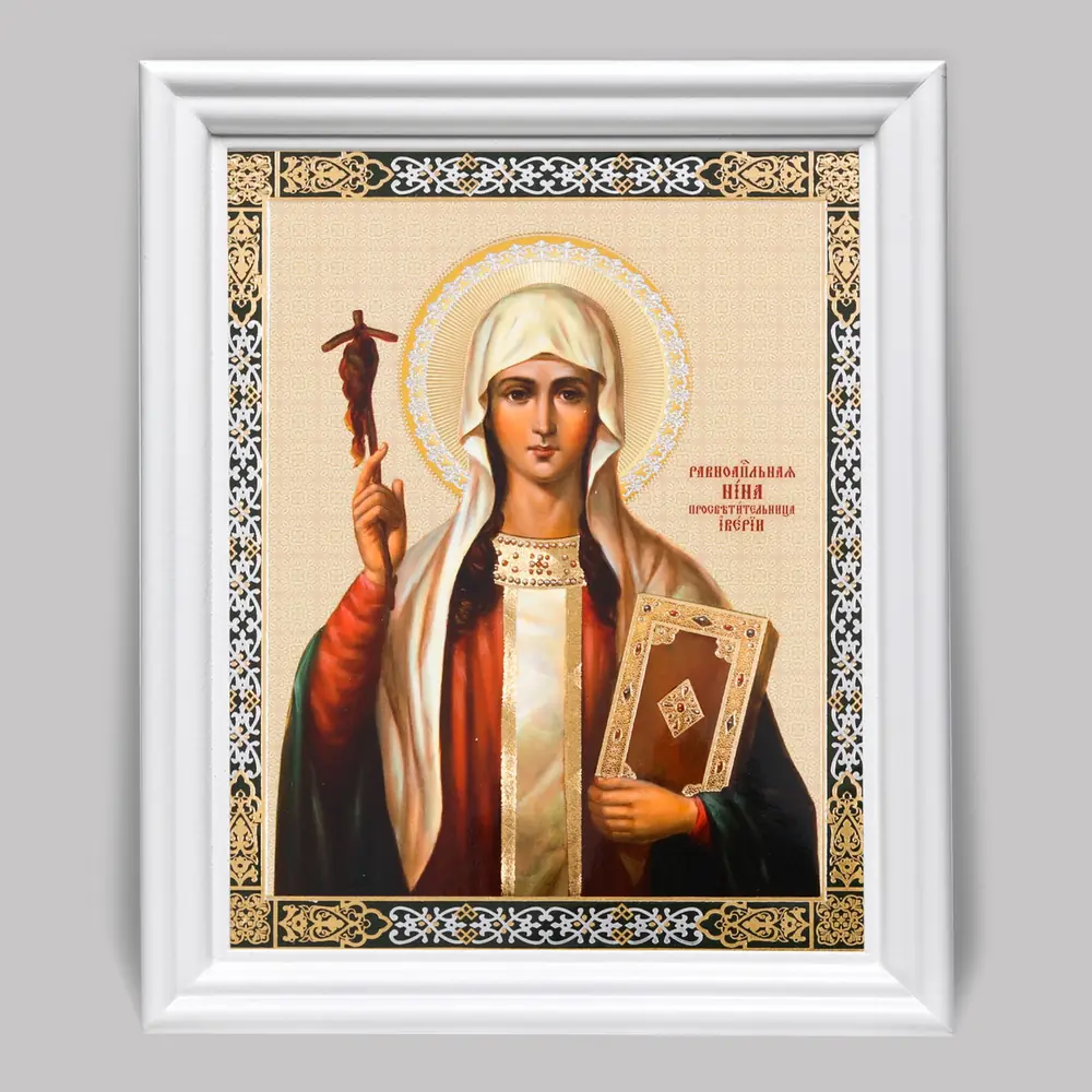 Icon in wooden frame №3 11×13 (white) double embossing Nino 2