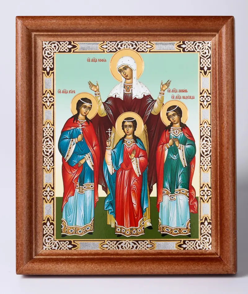 Icon in wooden frame №1 11×13 double embossing Faith, Hope, Love 6
