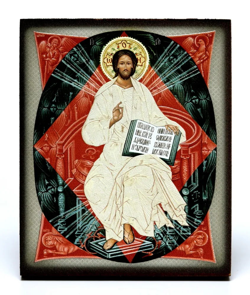 Икона на доске 9х11 объемная печать, лак Спас в силах 2