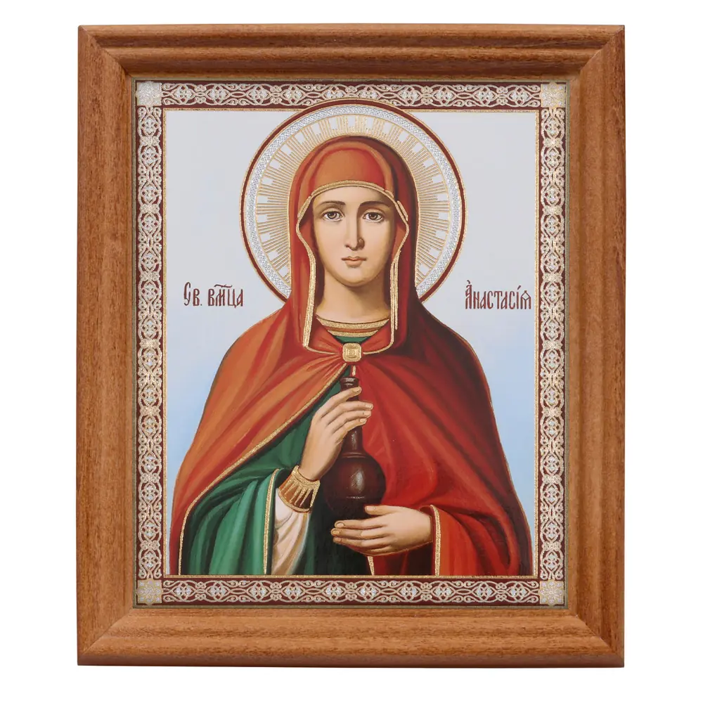 Icon in wooden frame №3 11×13 double embossing Anastasia Deliverer from Bonds, St, Great Martyr (2)