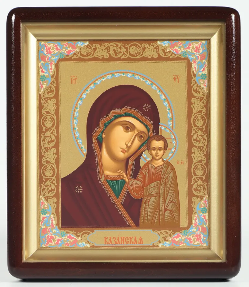 Icon in icon case 18×24 shaped, tempera №2 Kazan Mother of God