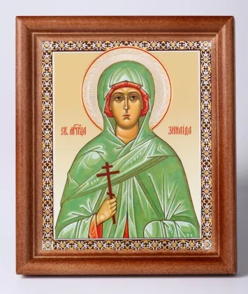 Icon in wooden frame 11×13 Name Day set, double embossing Zenaida of Tarsus, Martyr