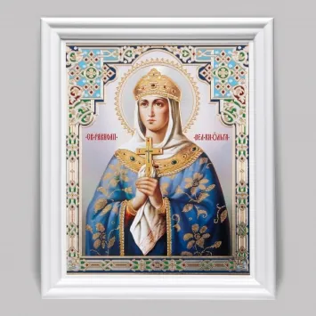 Icon in wooden frame №3 11×13 (white) double embossing Olga, St Equal-to-the-Apostles Great Princess (6)
