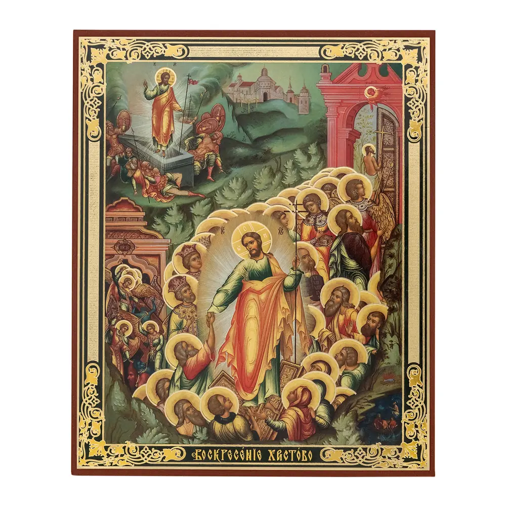 Icon on hardboard №1 11×13 double embossing Resurrection of Christ 67