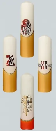Candle pillar large two-colour with glitter