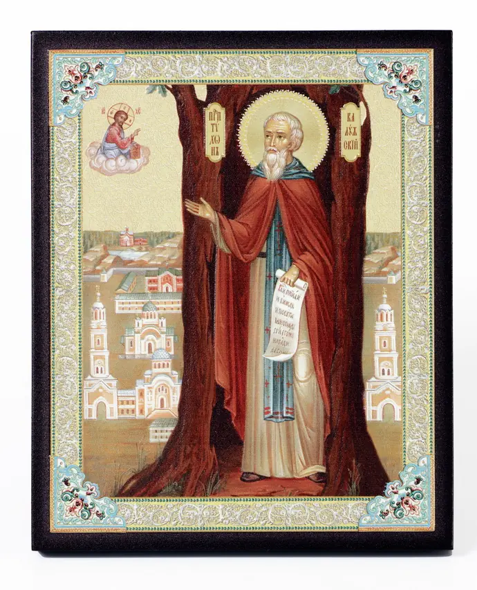 Icon on board 13×15 3D print, varnish Tikhon of Kaluga