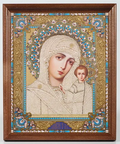 Икона в деревянной рамке №1 18х24 тиснение Казанская БМ 20