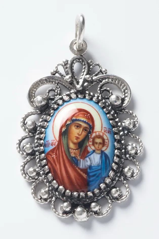 Neck icon №21 enamel miniature silver Kazan Mother of God