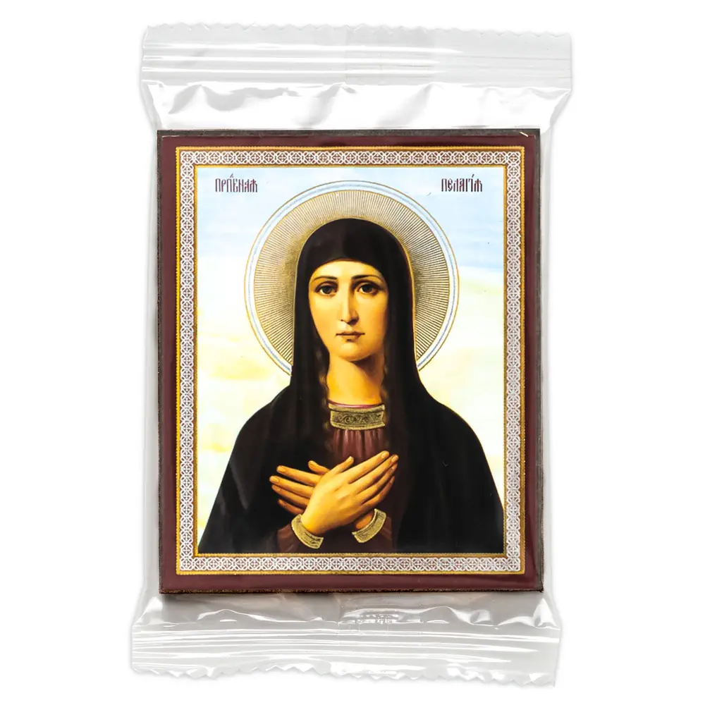 Icon on wooden panel 6×9 double embossing, annotation, packaging Pelagia 4