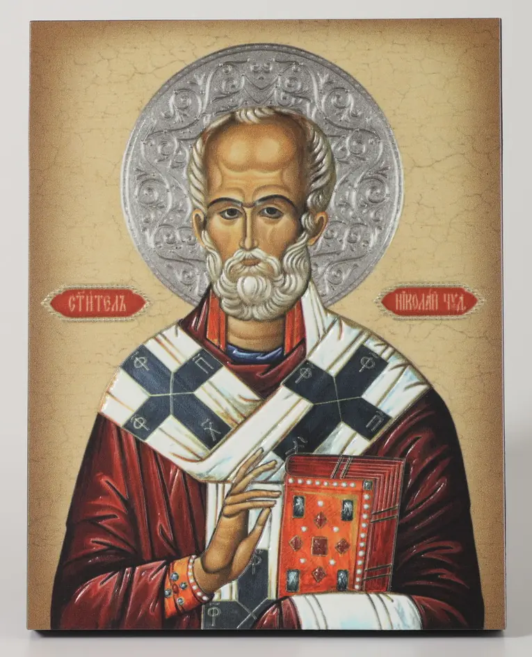 Icon on board 13×15 3D print, varnish Nicholas the Wonderworker 2