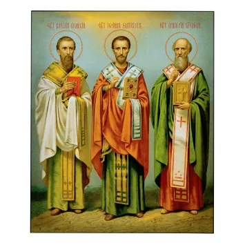 Icon on board 33×40 3D print, varnish Three Holy Hierarchs
