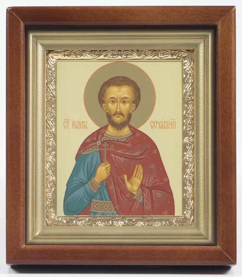 Icon in icon case 11×13 complex, tempera, gilded frame John of Suceava