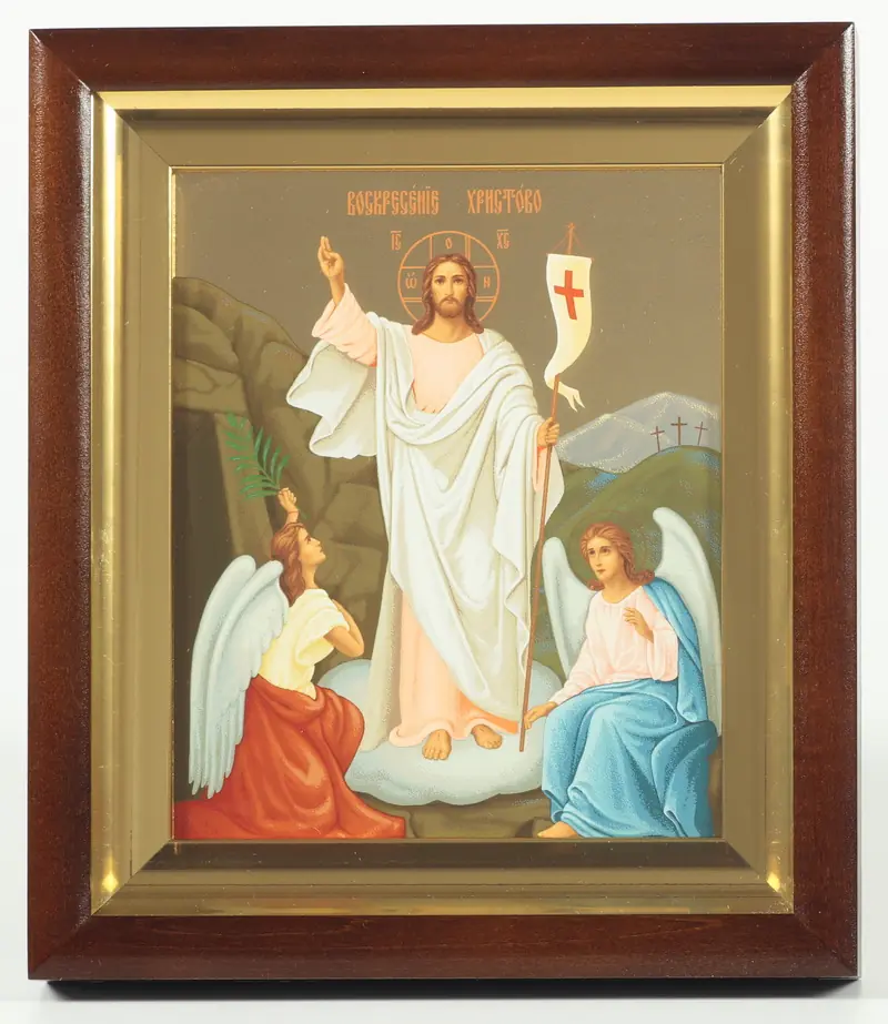 Icon in icon case 18×22 complex, tempera №8, moulded stretcher Resurrection of Christ 1