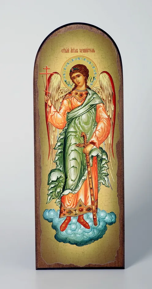 Icon on wood 18×50 arched, canvas, packaging Guardian Angel (full-length)