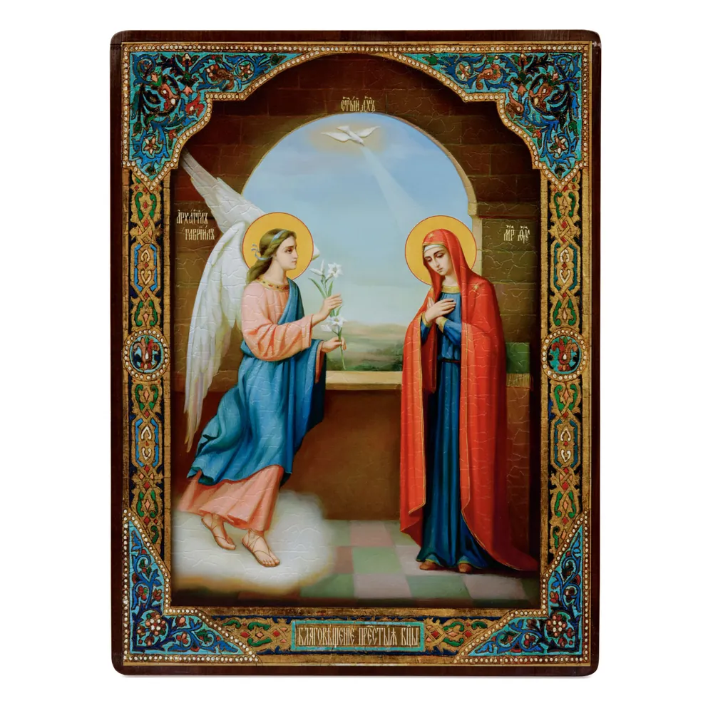 Icon on board 30×40 3D print, varnish №2 Annunciation