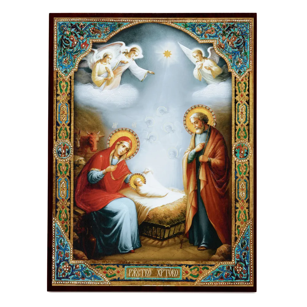 Icon on board 30×40 3D print, varnish №2 Nativity of Christ