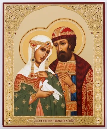 Icon on hardboard №1 11×13 double embossing Peter and Fevronia 7