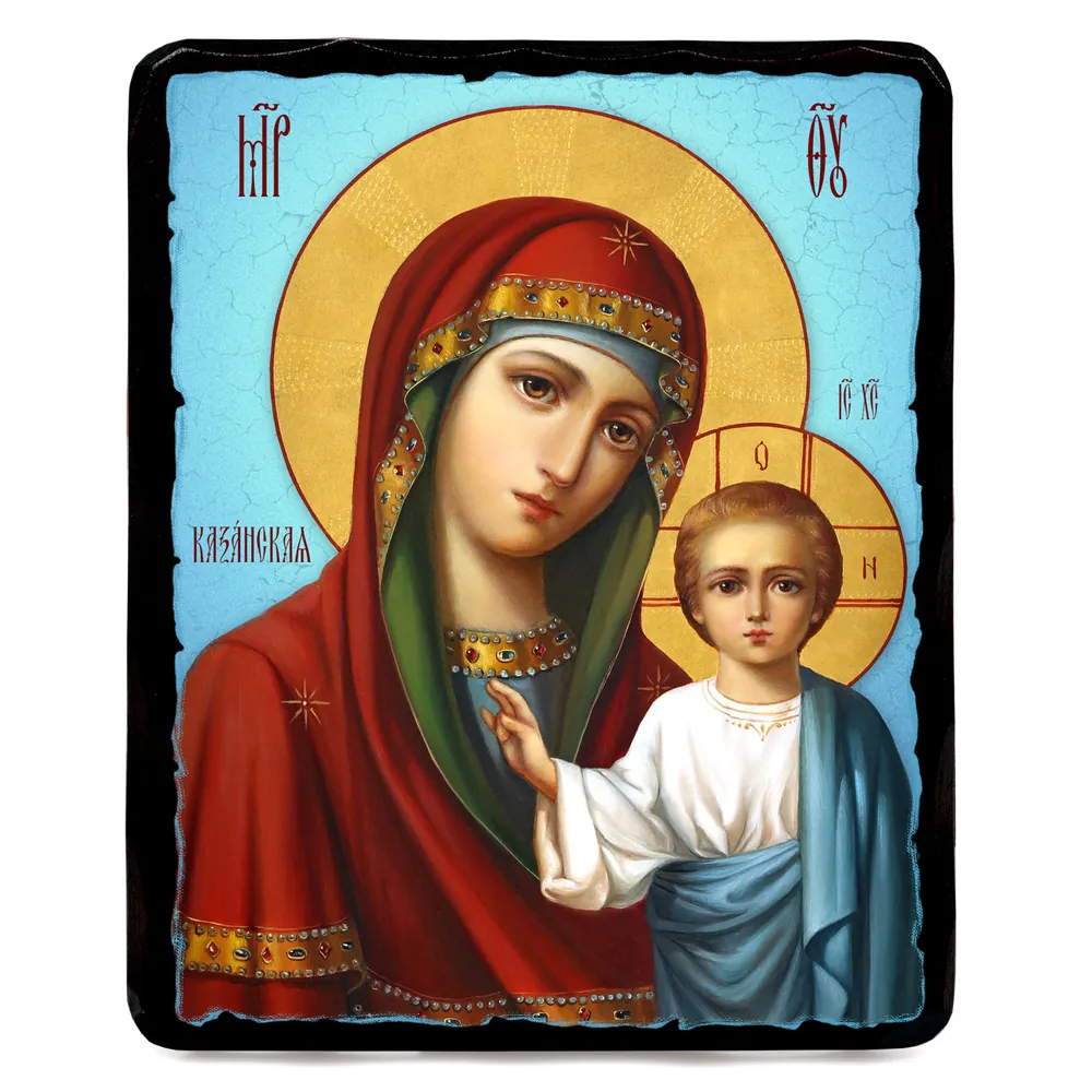 Icon on board 12,5×16,5 3D print, varnish Kazan Mother of God 7