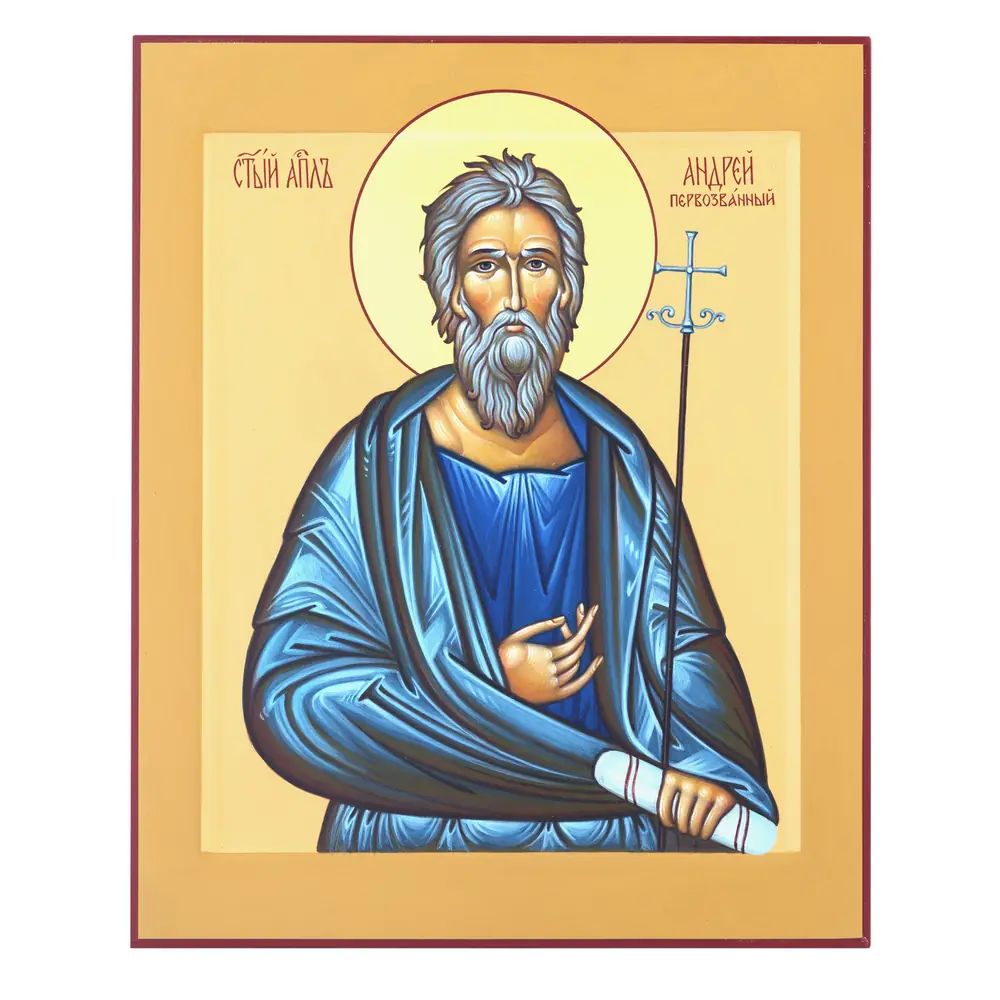 Painted icon on board 24×30 tempera, gilded halo, recessed field Andrew the First-Called, 02480