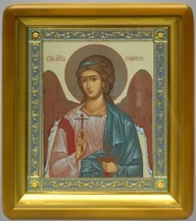 ხატი კიოტში 18×24 ფიგურული, ტემპერა, მოოქროვილი ჩარჩო, მინანქარი მფარველი ანგელოზი