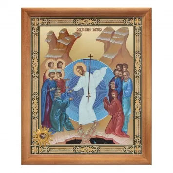 Icon in wooden frame №1 18×24 double embossing, reliquary-star, packaging Resurrection of Christ 70