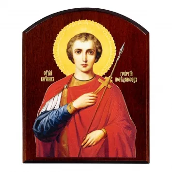 Icon on board 10×12 3D print, arched, varnish George the Victorious