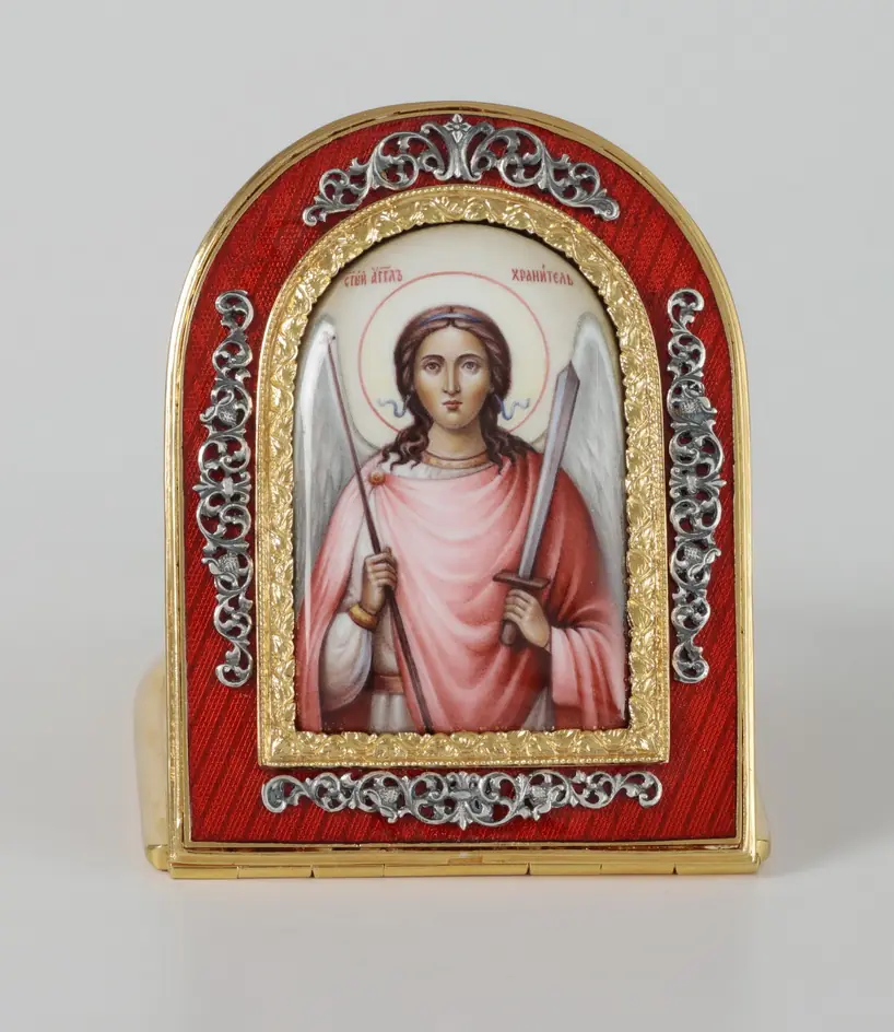 Table icon №9 / 1 silver enamel miniature, enamel / gilding / Guardian Angel