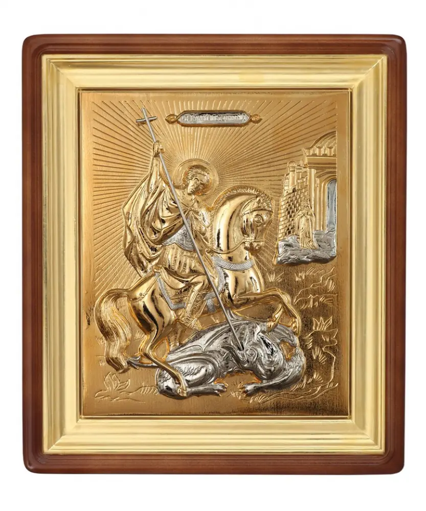 Icon electroforming in icon case 18×24 riza cover №40, icon case №1 George the Victorious