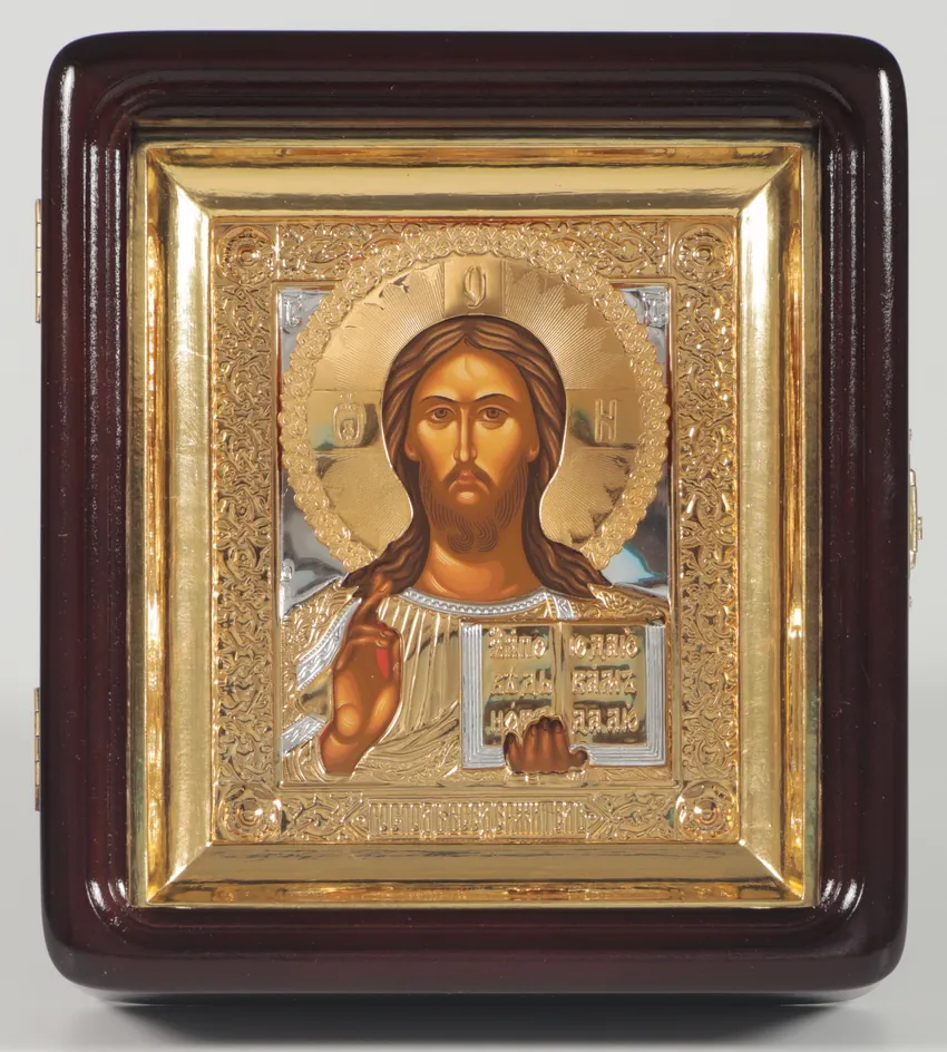 Icon in stamped cover 11 * 13 silver / icon case / gilding / the Lord Almighty