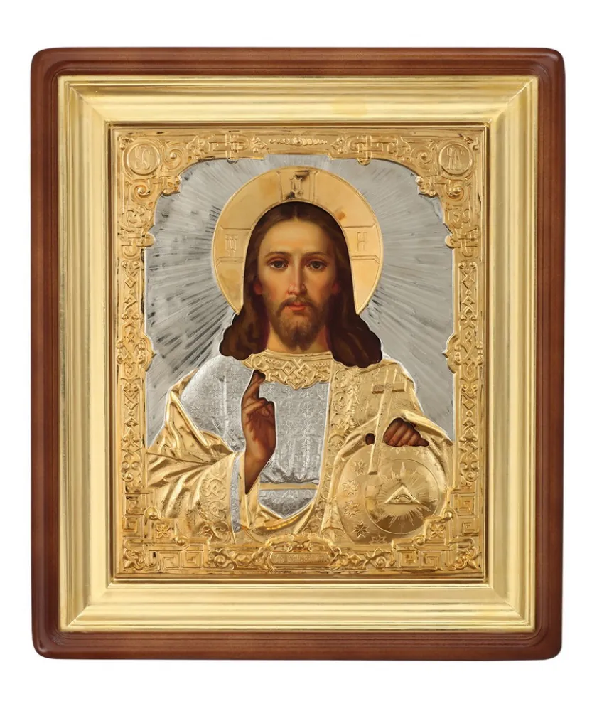 Икона живописная в киоте 24х30 масло, риза №120, киот №1 Спаситель