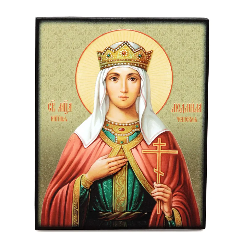 Icon on board 13×15 3D print, varnish Ludmila of Bohemia 3