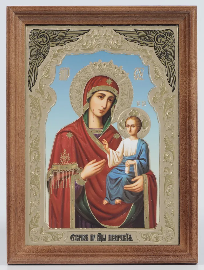 ხატი ხის ჩარჩოში 18×24 რელიეფური ტვიფრი (მინის გარეშე) ივერიის ღვთისმშობელი 15