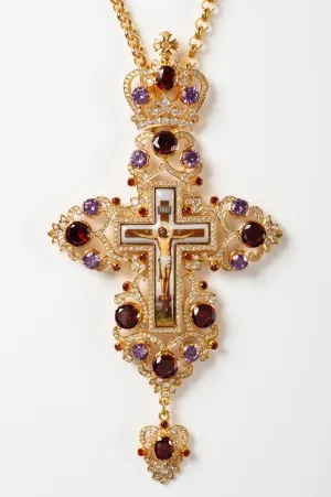 Pectoral cross with decorations №193 gilding, decal, stones