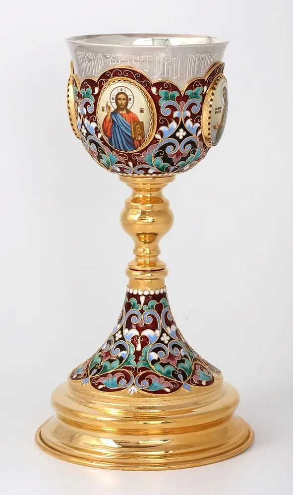 Chalice 0.5 l 4-decals, filigree, enamel / gilding / silver cup