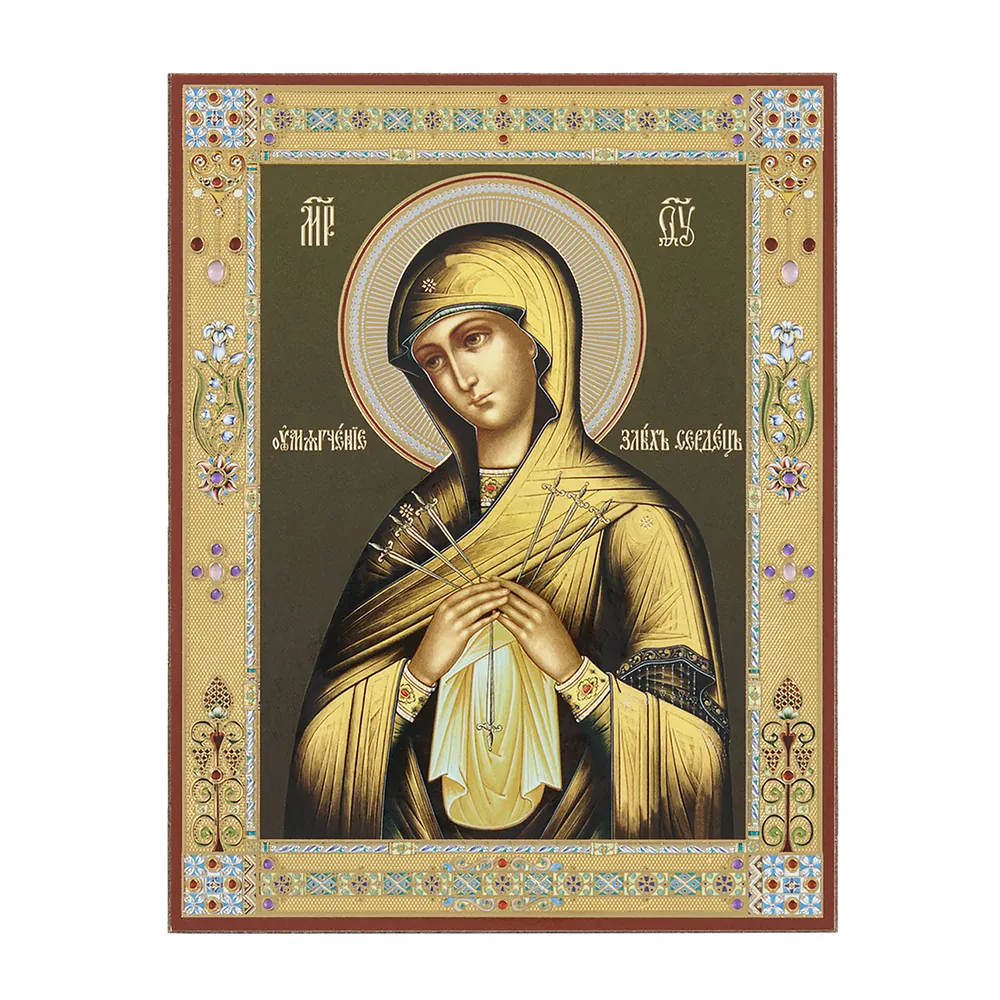 Icon on wooden panel 11×13 double embossing Softener of Evil Hearts 4