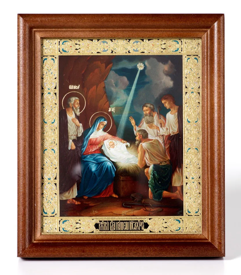 Icon in wooden frame №1 11×13 double embossing Nativity of Christ 64