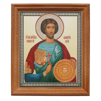Icon in wooden frame №3 11×13 double embossing Valerius of Sebaste