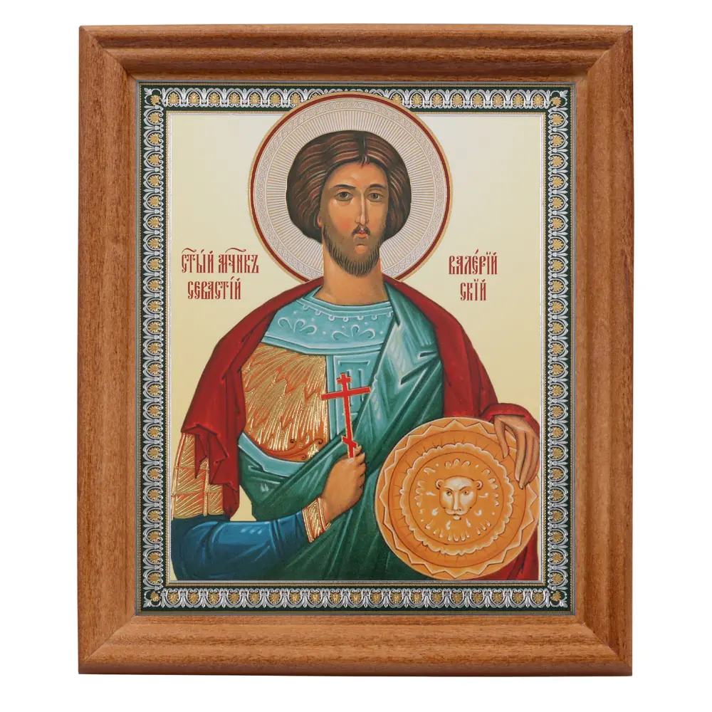 Икона в деревянной рамке №3 11х13 двойное тиснение Валерий Севастийский