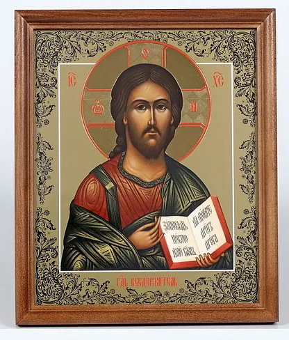 Икона в деревянной рамке №1 18х24 двойное тиснение Спаситель 36